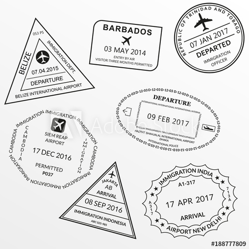 500x500 Passport Stamp Set International Airport Visa And Custom Stamps