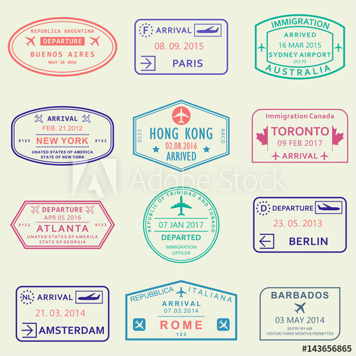 500x500 Custom And Travel Passport Stamp Set International Airport Visa
