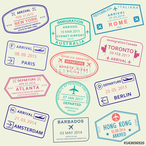 Custom And Travel Passport Stamp Set International Airport Visa 500x500 Custom And Travel Passport Stamp Set International Airport Visa