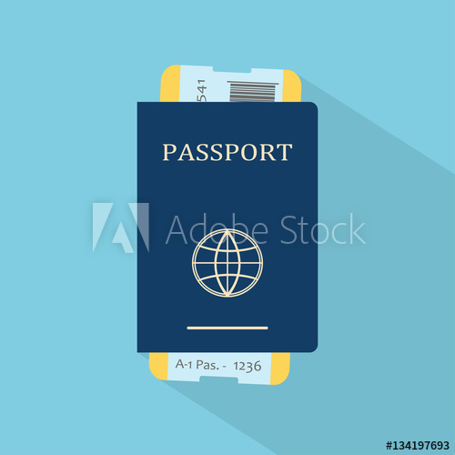 500x500 Passport With Tickets In Flat Style International Passport
