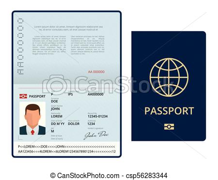 450x372 Vector Blank Open Passport Template International Passport