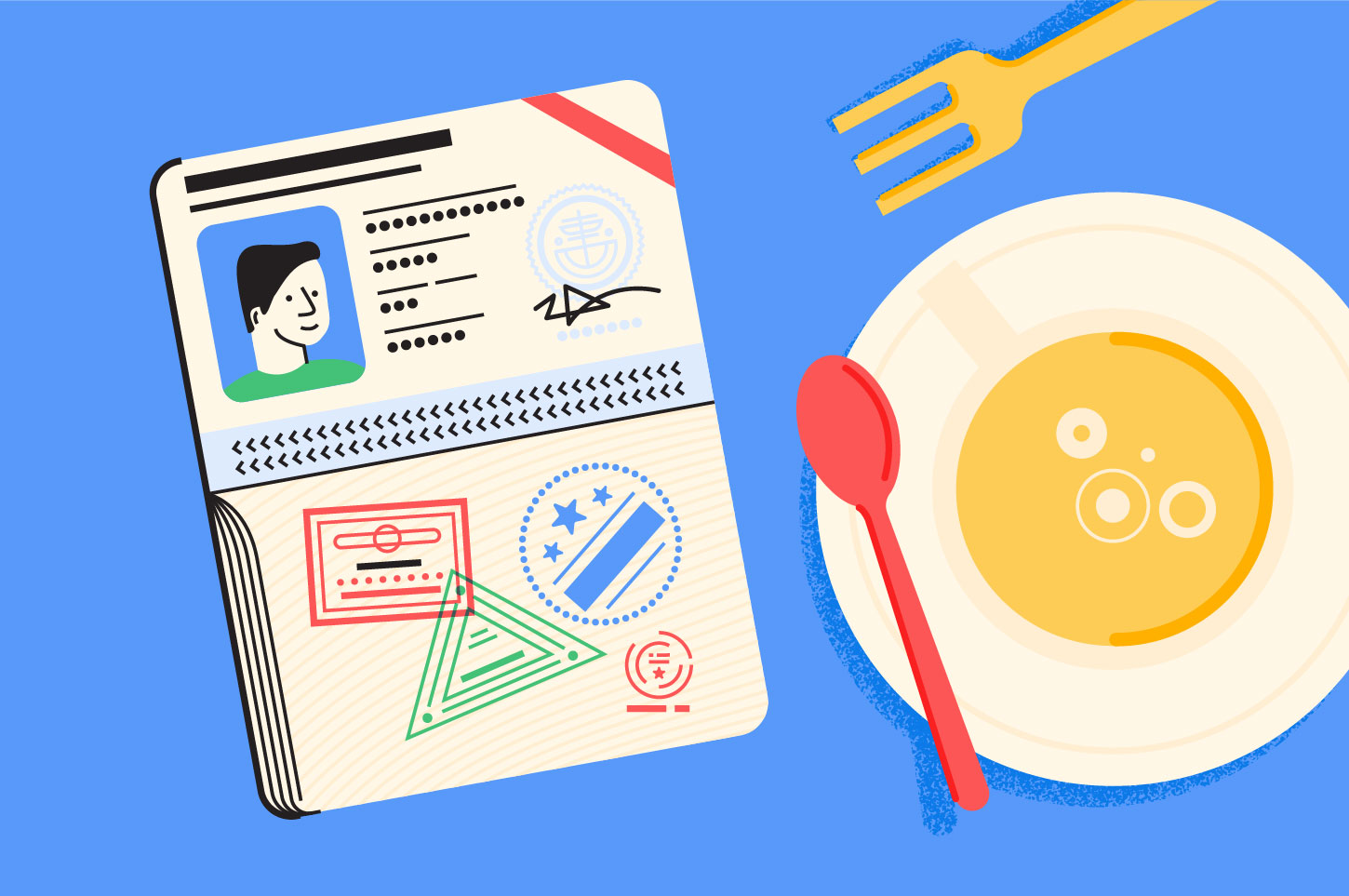 Passport Travel Essentials Illustration Set 1450x963 Passport Travel Essentials Illustration Set