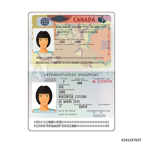 Vector International Open Passport With Canada Visa 500x500 Vector International Open Passport With Canada Visa