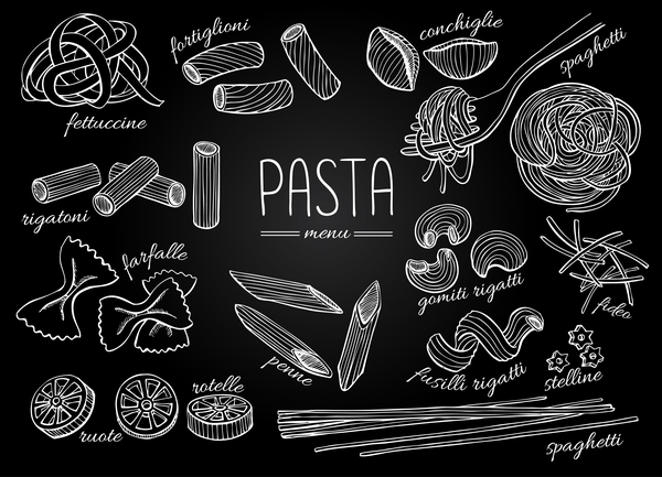 Pasta Hand Drawn Elements Vector Free Download 600x433 Pasta Hand Drawn Elements Vector Free Download