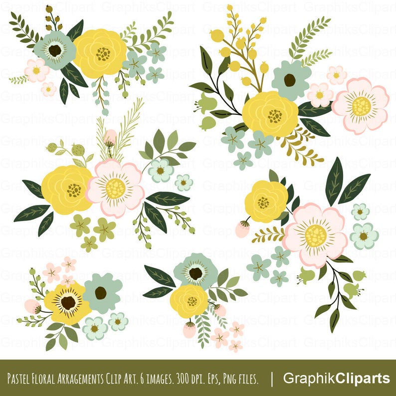 Pastel Floral Arrangements Spring Clip Art Vector Flowers Etsy 794x794 Pastel Floral Arrangements Spring Clip Art Vector Flowers Etsy