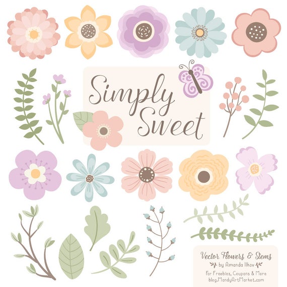 Cute Flowers Clipart In Grandmas Garden Pastel Vector Etsy 570x570 Cute Flowers Clipart In Grandmas Garden Pastel Vector Etsy