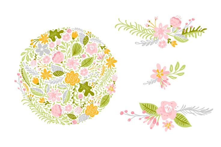 Set Of Flower Vectors In Pastel Colors 735x490 Set Of Flower Vectors In Pastel Colors