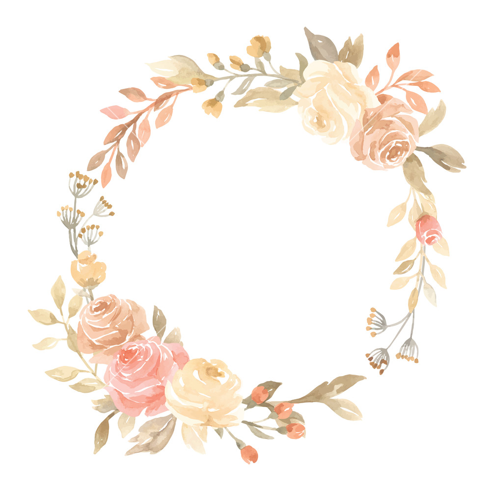 The Isolated Vector Hand Painted Pastel Watercolor Wreath Flower 1000x1000 The Isolated Vector Hand Painted Pastel Watercolor Wreath Flower