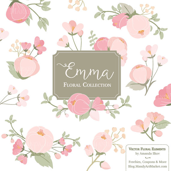 Emma Floral Bunches Clipart Vectors 570x570 Emma Floral Bunches Clipart Vectors