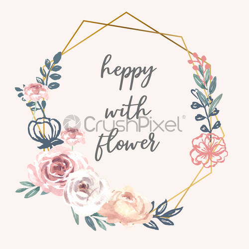 Wreath Icon For Creative Artwork, Soft Pastel Line Flowers Vector 500x500 Wreath Icon For Creative Artwork, Soft Pastel Line Flowers Vector