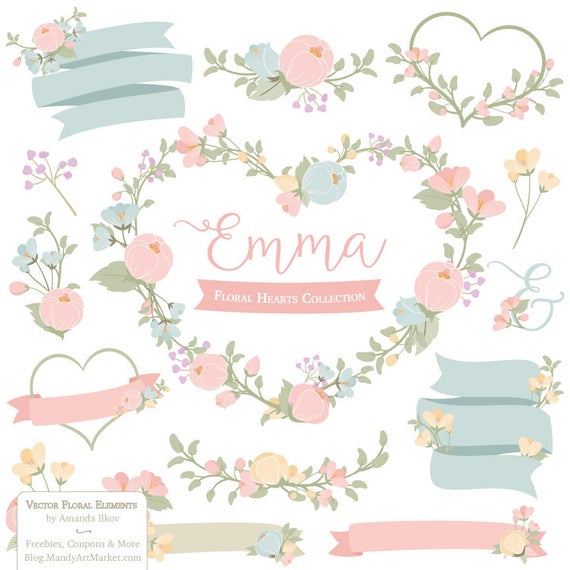 Emma Floral Heart Clipart Vectors In Grandmas Garden Etsy 570x570 Emma Floral Heart Clipart Vectors In Grandmas Garden Etsy