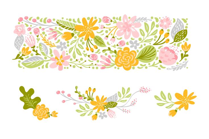 Flower Vector Set In Pastel Colors Isolated Floral Flat 735x490 Flower Vector Set In Pastel Colors Isolated Floral Flat