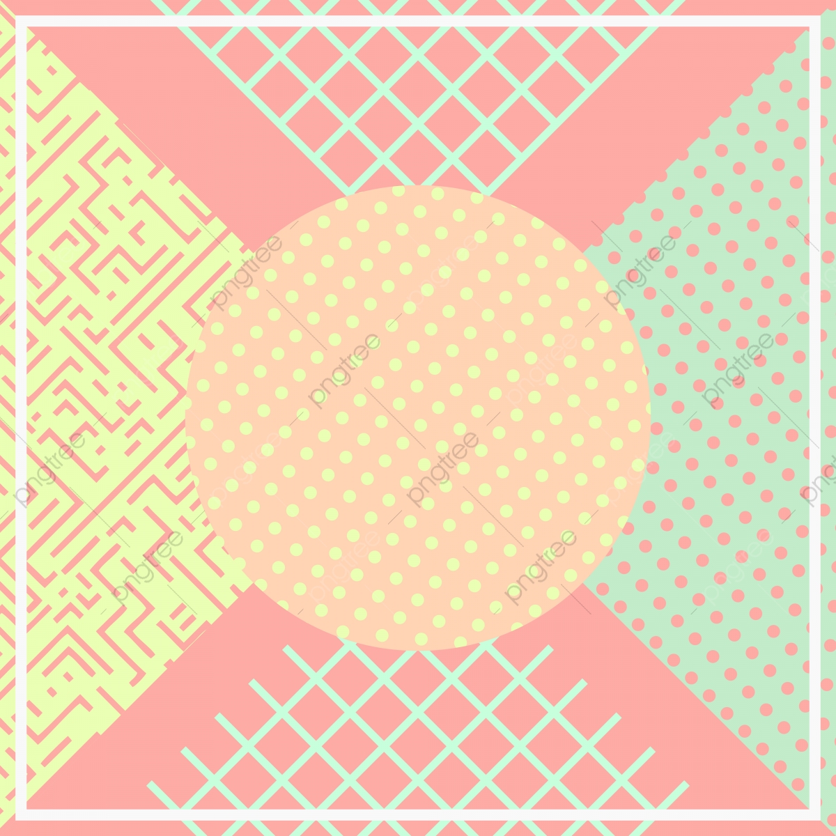 1200x1200 Geometric Pattern Background Vector With Pastel Colors, Memphis