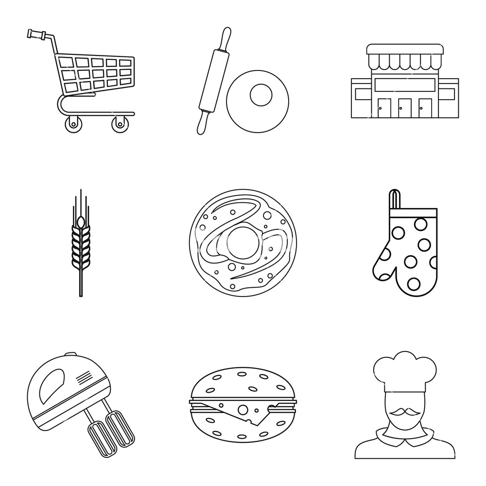 1000x1000 Pastry Icons Set Outline Set Of Pastry Vector Icons For Web