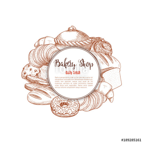 500x500 Bakery Shop Bread And Pastry Vector Sketch Stock Image