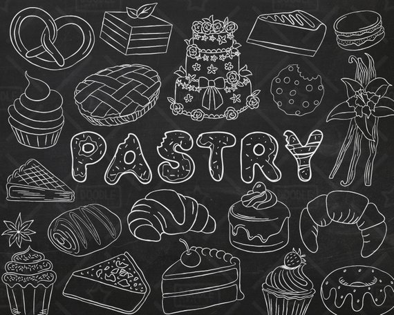 570x456 Chalkboard Pastry Vector Pack, Bakery Clipart, Sweets Clipart