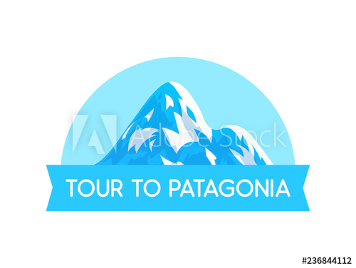 500x376 Logo Emblem With Illustration Of Patagonia Alps Vector Style