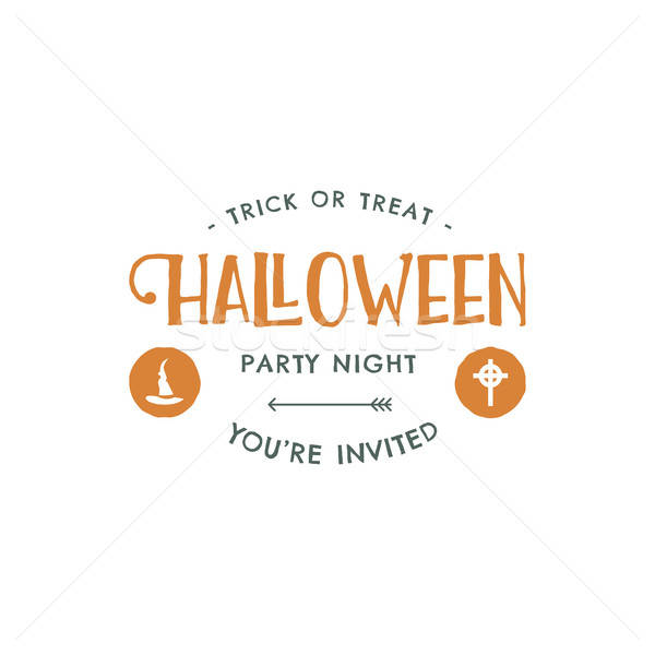 600x600 Halloween Party Label Template With Hat And Typography Elements