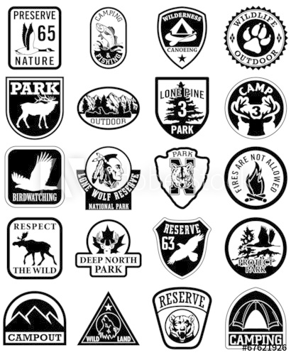 410x500 Outdoor Adventure Vector Patches In Black And White