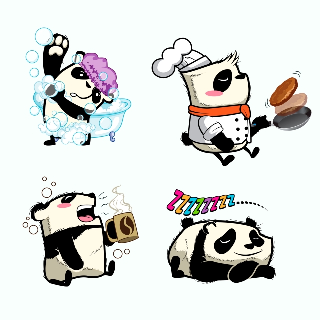 640x640 Cute Panda Sticker Panda Patches, Patch, Vector, Bear Png