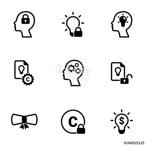 500x500 Set Of Simple Icons On A Theme Patent, Vector, Design, Collection