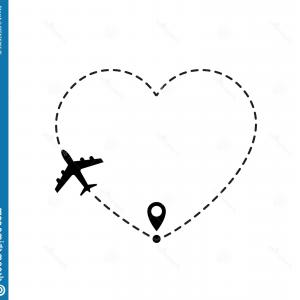 300x300 Love Travel Route Airplane Line Path Vector Icon Air Plane Flight