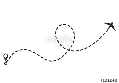 500x350 Airplane Line Path Vector Icon Of Air Plane Flight Route
