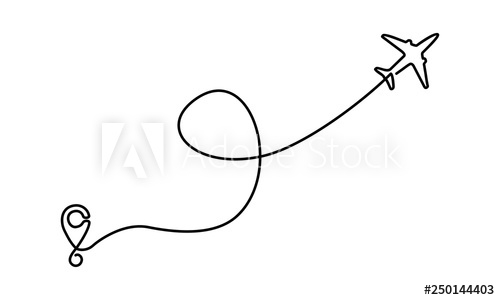 500x300 Continuous Line Drawing Of Airplane Line Path Vector Icon Of Air