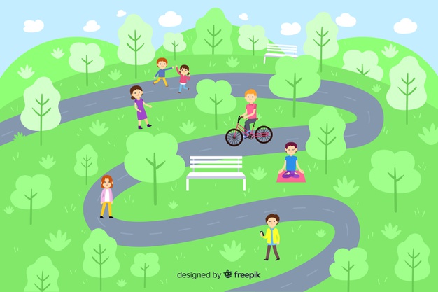 People In Park With Pathway Vector Free Download 626x417 People In Park With Pathway Vector Free Download