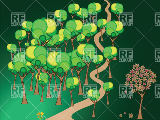 Symbolic Forest With Wavy Pathway Vector Image Of Plants 534x400 Symbolic Forest With Wavy Pathway Vector Image Of Plants