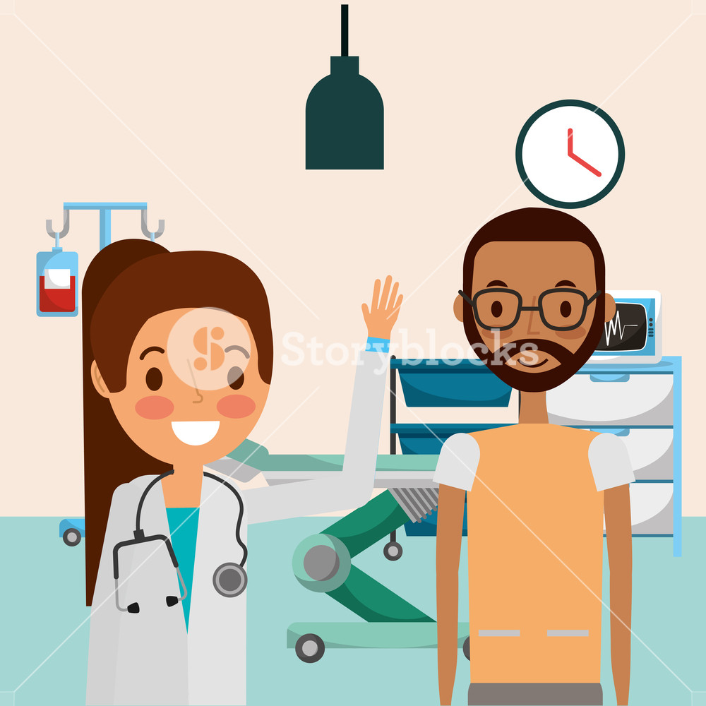 Medical Female Doctor And African American Man Patient Vector 1000x1000 Medical Female Doctor And African American Man Patient Vector