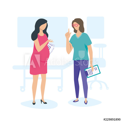 Doctor And Patient, Vector Illustration, Flat Style Pregnant 500x500 Doctor And Patient, Vector Illustration, Flat Style Pregnant