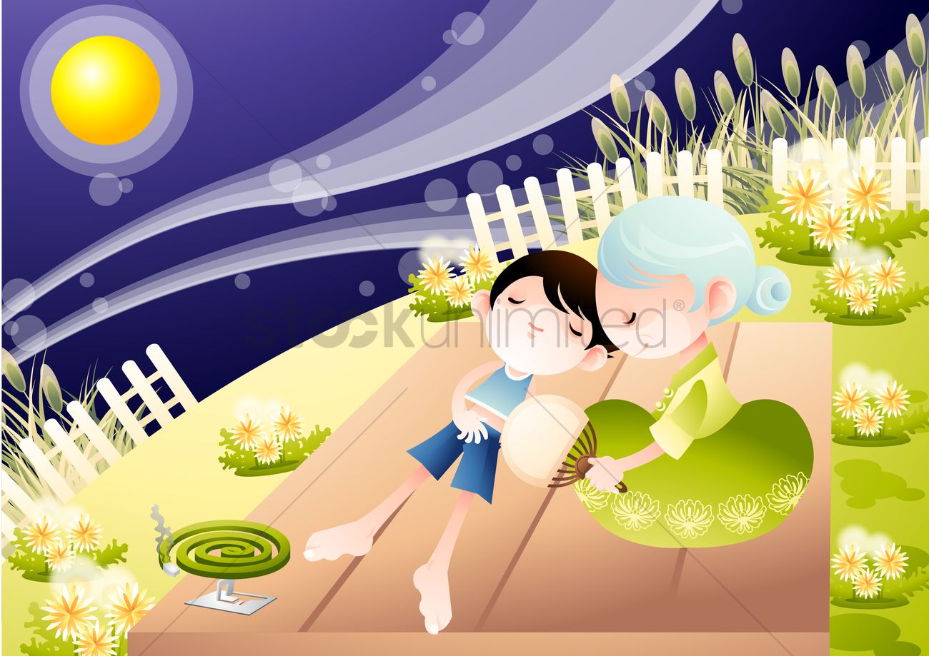 1300x919 Boy Sleeping On The Patio Vector Image