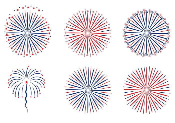 700x490 Patriotic Fireworks White Background Vector Free
