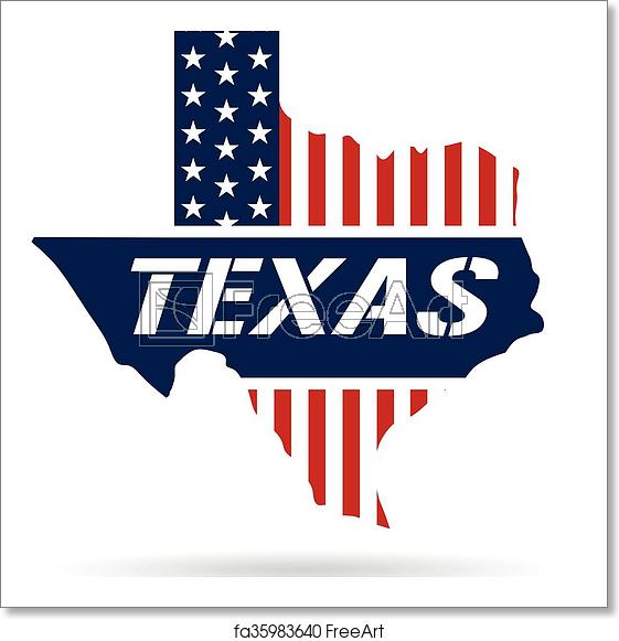 561x581 Free Art Print Of Texas Patriotic Map Vector Graphic Design