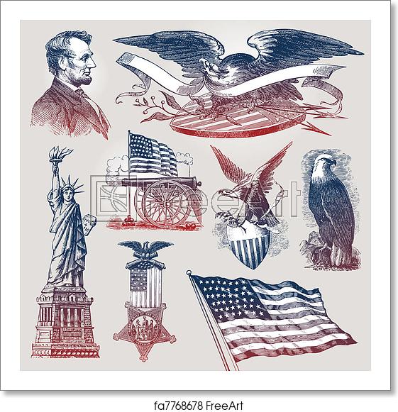 561x581 Free Art Print Of Vector Set Of American Patriotic Emblems