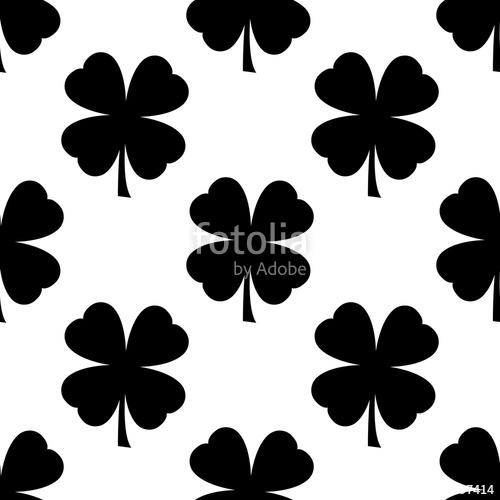 500x500 Icono Plano Patron Con Trebol Hojas Negro Sobre Fondo Blanco
