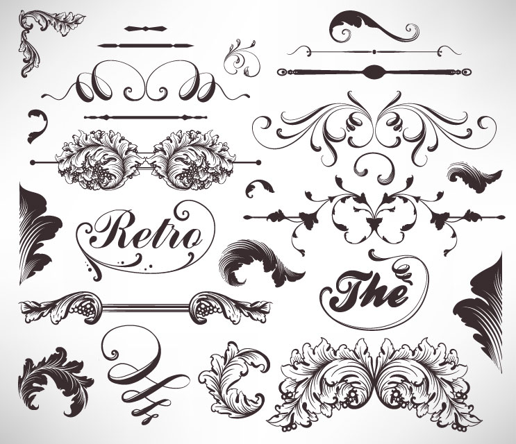 743x640 Set Of Vintage Pattern Menu Design Vector Vector Sources