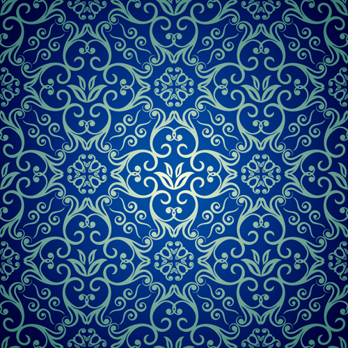 500x500 Blue Floral Seamless Pattern Design Vector Free Download