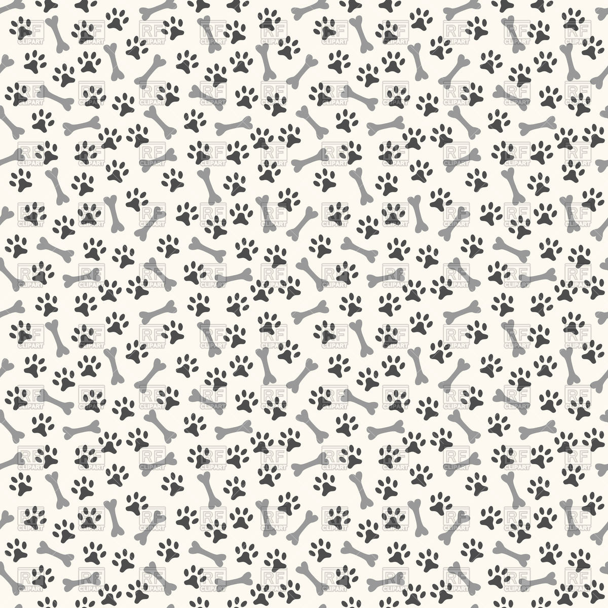 Animal Seamless Pattern With Print Of Paws And Bones Vector Image 1200x1200 Animal Seamless Pattern With Print Of Paws And Bones Vector Image