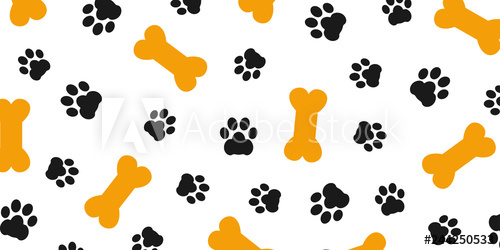 Black Trace Of Dog Paw Pattern With Paw Footprints And Bones, Dog 500x250 Black Trace Of Dog Paw Pattern With Paw Footprints And Bones, Dog