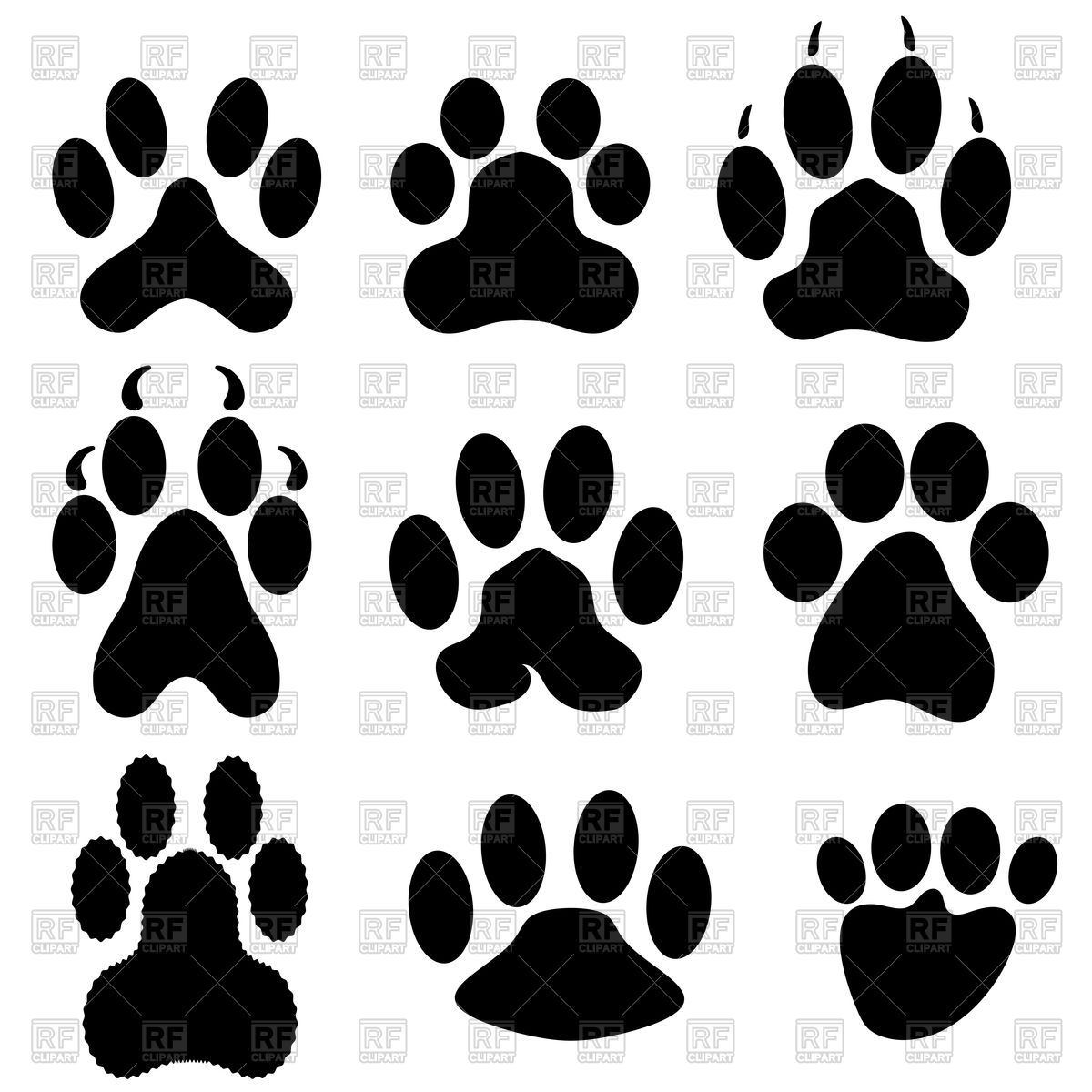 Paw Prints Vector Image Of Silhouettes, Outlines 1200x1200 Paw Prints Vector Image Of Silhouettes, Outlines