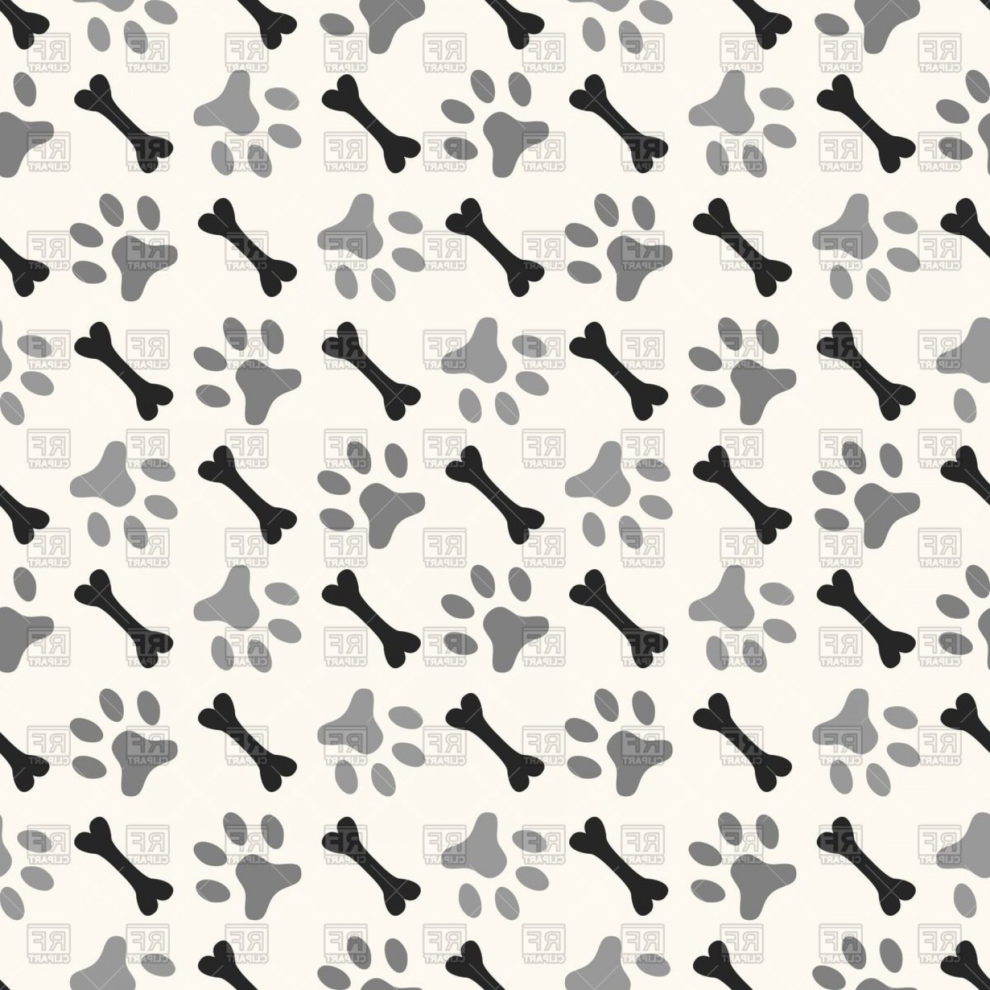 Seamless Background With Dogs Paw Print And Bone Vector Clipart 1440x1440 Seamless Background With Dogs Paw Print And Bone Vector Clipart