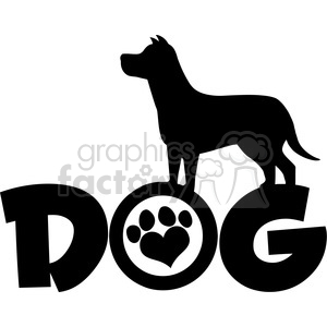 300x300 Royalty Free Rf Clipart Illustration Dog Black Silhouette Over