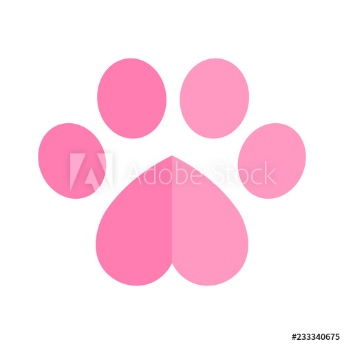 500x500 Dog Paw Vector Footprint Icon Logo Heart Valentine Graphic Symbol