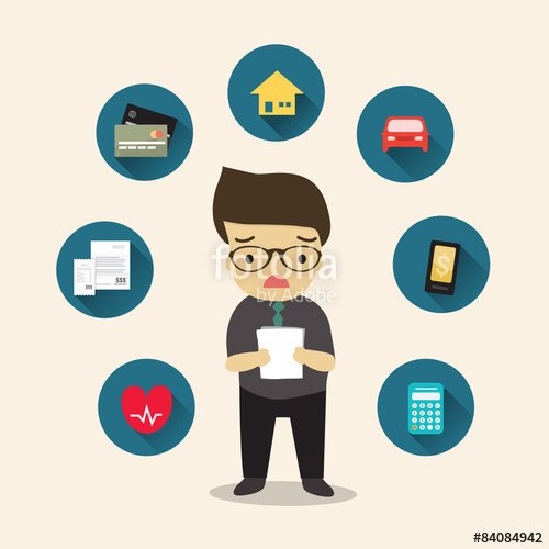 500x500 Saraly Man Payment Bill, Cartoon Vector Illustration Stock Image