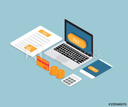 500x417 Online Taxes Payment Vector Isometric