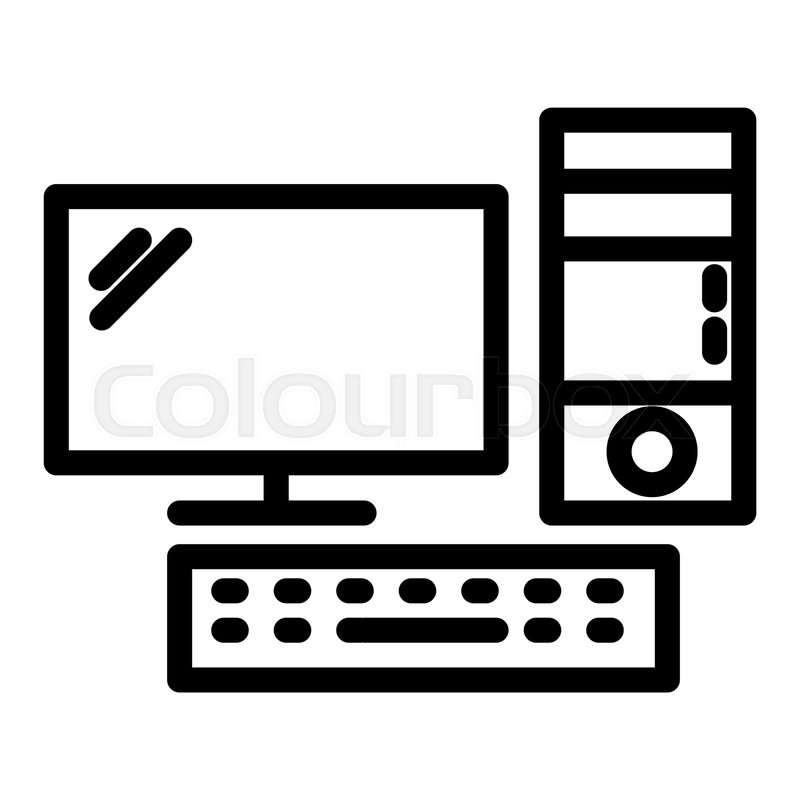 800x800 Desktop Computer Line Icon Pc Vector Stock Vector Colourbox
