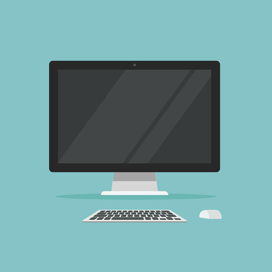 900x900 Monitor Keyboard And Mouse Vector Illustration Isolated On Color