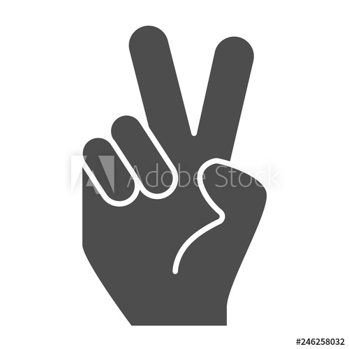 500x500 Hand Gesture Peace Solid Icon Hand With Two Fingers Up Vector